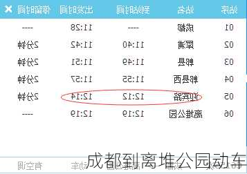 成都到离堆公园动车