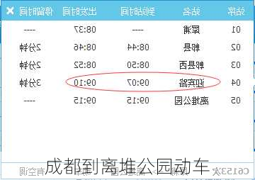 成都到离堆公园动车