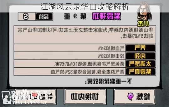 江湖风云录华山攻略解析